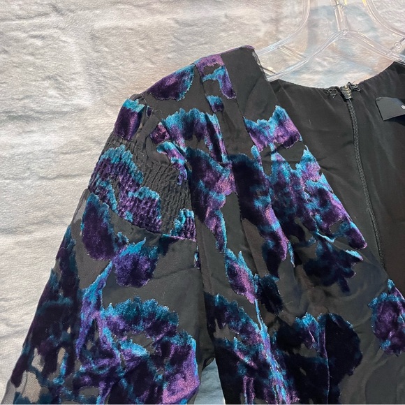 NWT - Anthropologie Adelyn Rae Floral Velvet Burnout Long Sleeve Romper - XS - Picture 6 of 15